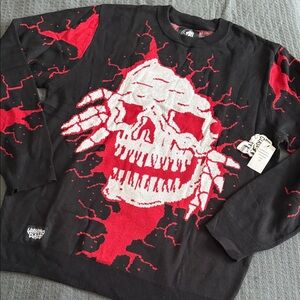 Lurking class Men's Black and Red Graphic Skull Sweater xxl NWT